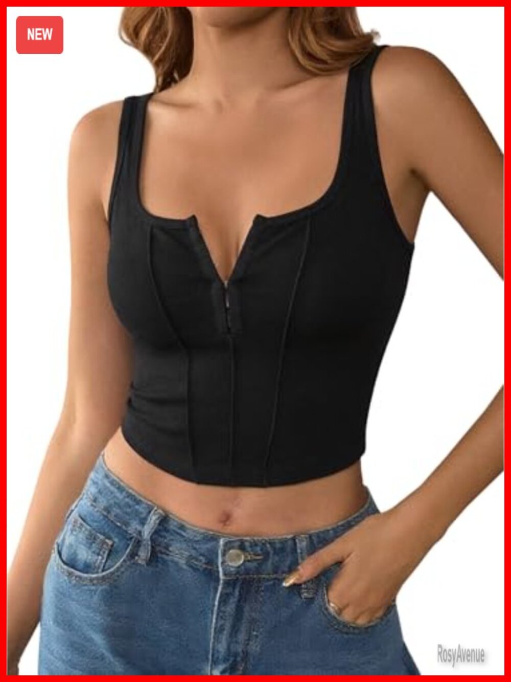 Corset Crop Tank Top Scoop Neck Front Clasp Sleeveless Hook Eye Closure